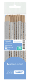 Staleks Pro Smart 20 PapmAm Rechte Vijl Soft Base Grit 100 + Wooden Base 10 Stuks (DWC-20-100)