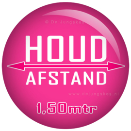 Houd afstand button roze 45 mm