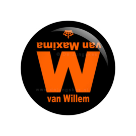 Koningsdag button  W van Willem 38 mm