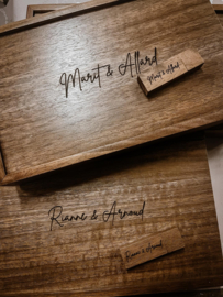 Fotodoosje met vak voor usb en prints - Dark wood walnut ▯ rechthoek
