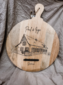 Borrelplank MET tekening woning 40 cm