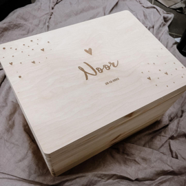 Houten klep kist groot handvat maxi (30x40x23 cm) Herinneringen kist