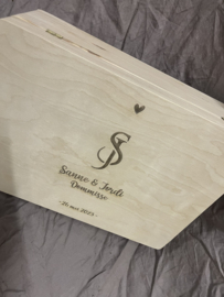 Wedding - Houten klep kist klein handvat