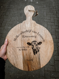 Borrelplank met gravering diameter 30 cm