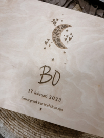 Houten klep kist groot handvat maxi (30x40x23 cm) Herinneringen kist