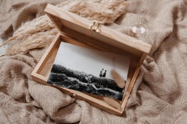 Plat doosje voor prints en usb Natural wood (past door brievenbus!)