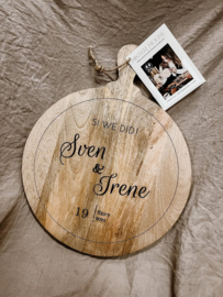 Borrelplank met gravering diameter 40 cm