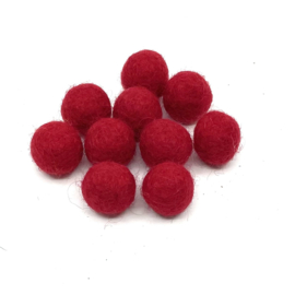 Viltballetjes - Rood - 1cm - (per 10 stuks)