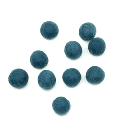 Merinowol - Viltballetjes - Petrolgroen - 1,5cm - (per 10 stuks)
