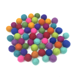 Viltballetjes - Mix - Regenboogkleuren - 2,2cm - 70 stuks