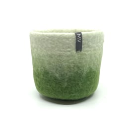 Bloempot - Vilt - Wit/Groen - 100% schapenwol - 12x12cm - Fairtrade