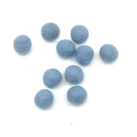Viltballetjes Blauwgrijs, zachte wol 1,5cm (per 10 stuks)