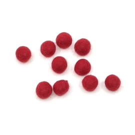 Viltballetjes - Rood - 1,5cm - (per 10 stuks)
