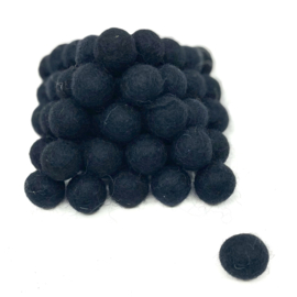 Viltballetjes - Zwart - 2,2cm (per 10 stuks)