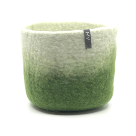 Bloempot - Vilt - Wit/Groen - 100% schapenwol - 12x12cm - Fairtrade