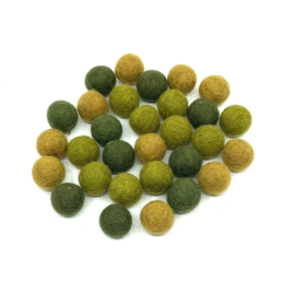 Viltballetjes - Mix - Groen winter - 2,2cm - 30 stuks