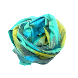 Vilten Sjaal - Sarizijde - Groen/Aqua/Olijf - 200 x 40 cm - Fairtrade