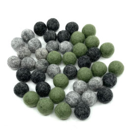 Viltballetjes - Mix - Grijs/groen - 2,2cm  - 70 stuks