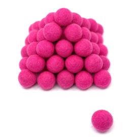 Viltballetjes - Zuurstok Roze - 2,2 cm - 100% Wolvilt - Fairtrade product  (per 10 stuks)