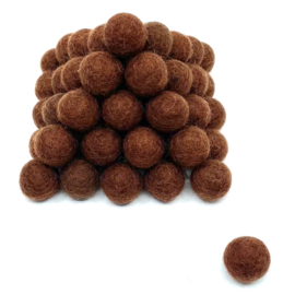 Viltballetjes - Bruin Chocolade - 2,2cm (per 10 stuks)