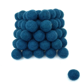 Viltballetjes - Blauw  Petrol - 2,2cm (per 10 stuks)