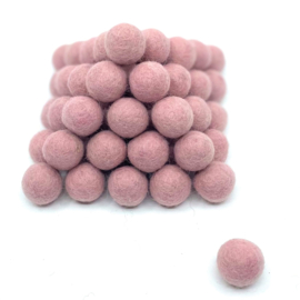 Viltballetjes - Pastel Roze - 2 cm - 100% Wolvilt - Fairtrade product  (per 10 stuks)