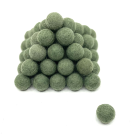 Viltballetjes - Olijf Groen - 2,2 cm - 100% Wolvilt - Fairtrade product  (per 10 stuks)