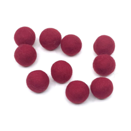 Merinowol - Viltballetjes - Rood 2,2cm - (per 5 stuks)
