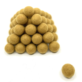 Viltballetjes 2,2 - 2,5 cm Okergeel (per 10 stuks)