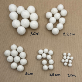 Viltballetjes 1,2 cm Wit (in per 10 stuks)