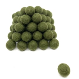 Viltballetjes - Leger  Groen - 2,2 cm - 100% Wolvilt - Fairtrade product  (per 10 stuks)