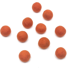 Merinowol - Viltballetjes - Oranje 2,2cm - (per 5 stuks)