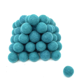 Viltballetjes -  Aqua Blauw - 2,2 cm - 100% Wolvilt - Fairtrade product  (per 10 stuks)