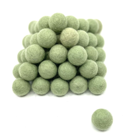 Viltballetjes -  Pastel Groen - 2,2 cm - 100% Wolvilt - Fairtrade product  (per 10 stuks)