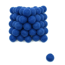 Viltballetjes - 100% wol -  2,2 cm - Midden Blauw (per 10 stuks)