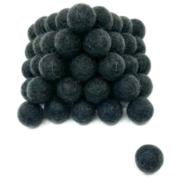 Viltballetjes 2,2 cm Bijna Zwart (per 10 stuks)
