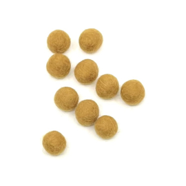 Merinowol - Viltballetjes - Okergeel - 1,5cm - (per 10 stuks)