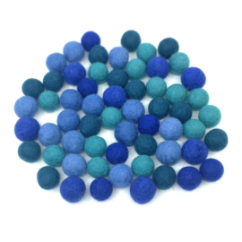 Viltballetjes - Mix - Blauw - 2,2cm - 70 stuks