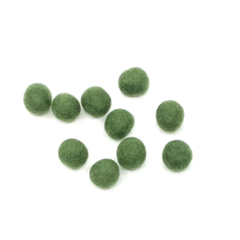 Viltballetjes - Groen - 15 mm - (per 10 stuks)