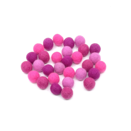 Viltballetjes - Mix - Roze - 2,2cm - 30 stuks