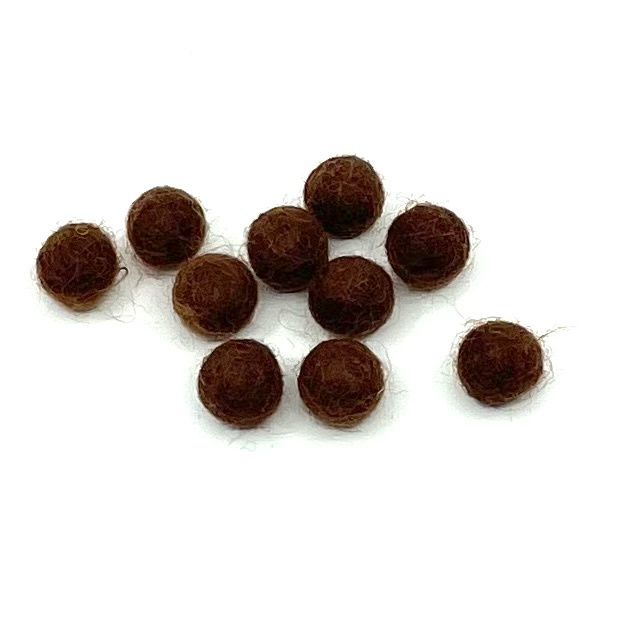 Viltballetjes - Bruin -  1cm - (per 10 stuks)