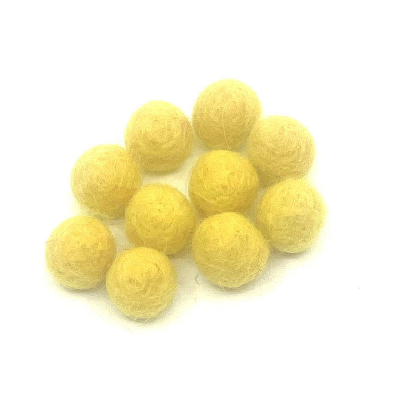 Viltballetjes - Helder geel -  1,5cm - (per 10 stuks)