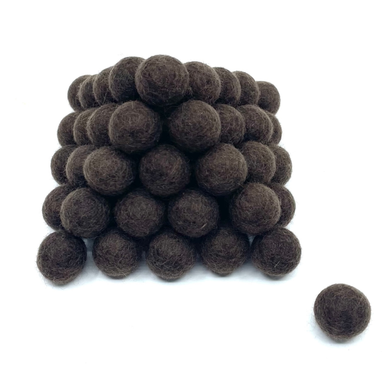 Viltballetjes 2,2 cm Bruin (per 10 stuks)