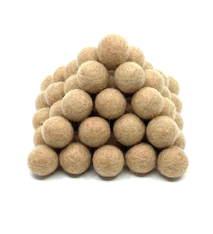 Viltballetjes - 2,2 cm - Beige - poppenhoofdjes