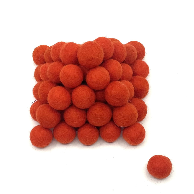 Viltballetjes - Oranje helder - 2,2cm (per 10 stuks)