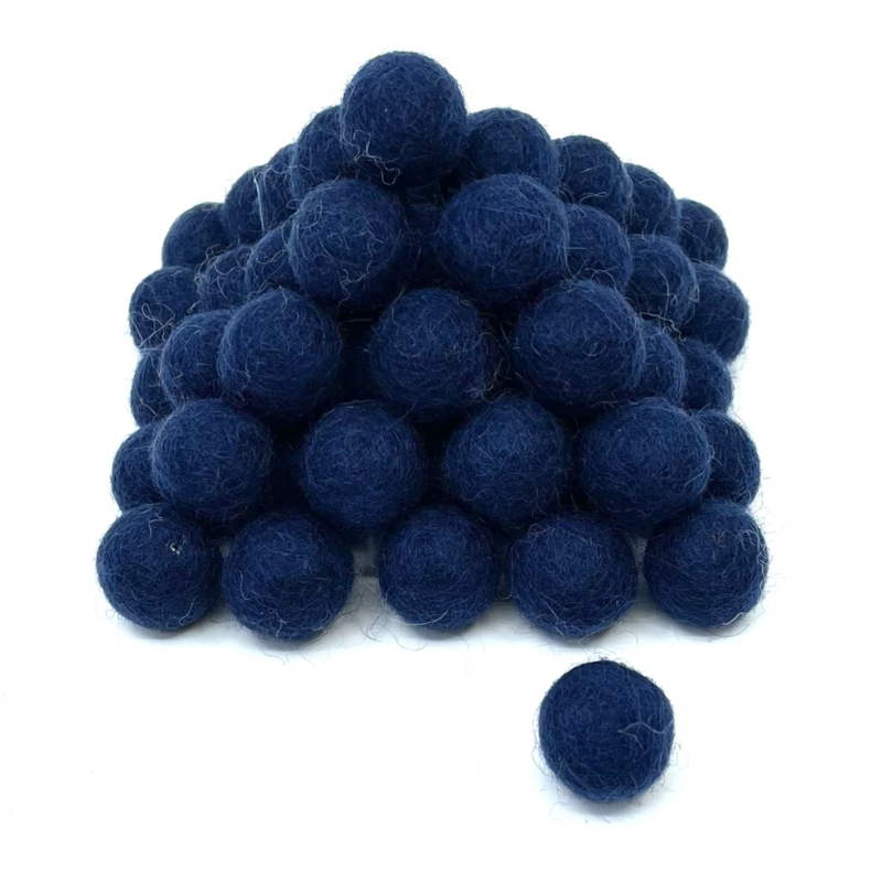 Viltballetjes - Zwart Blauw - 2,5cm (per 10 stuks)