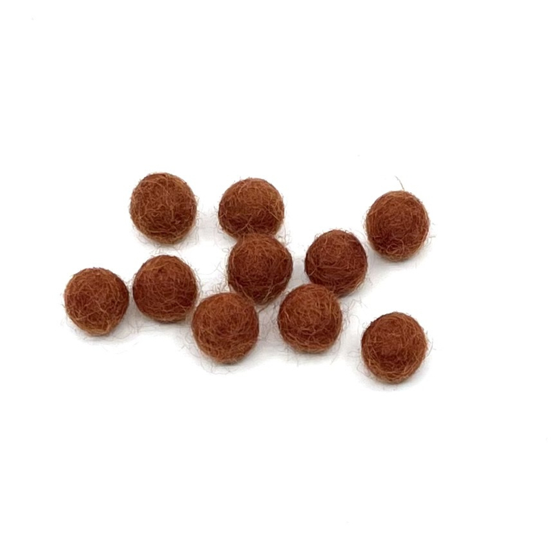  Viltballetjes - Bruin roest -  1cm - (per 10 stuks)