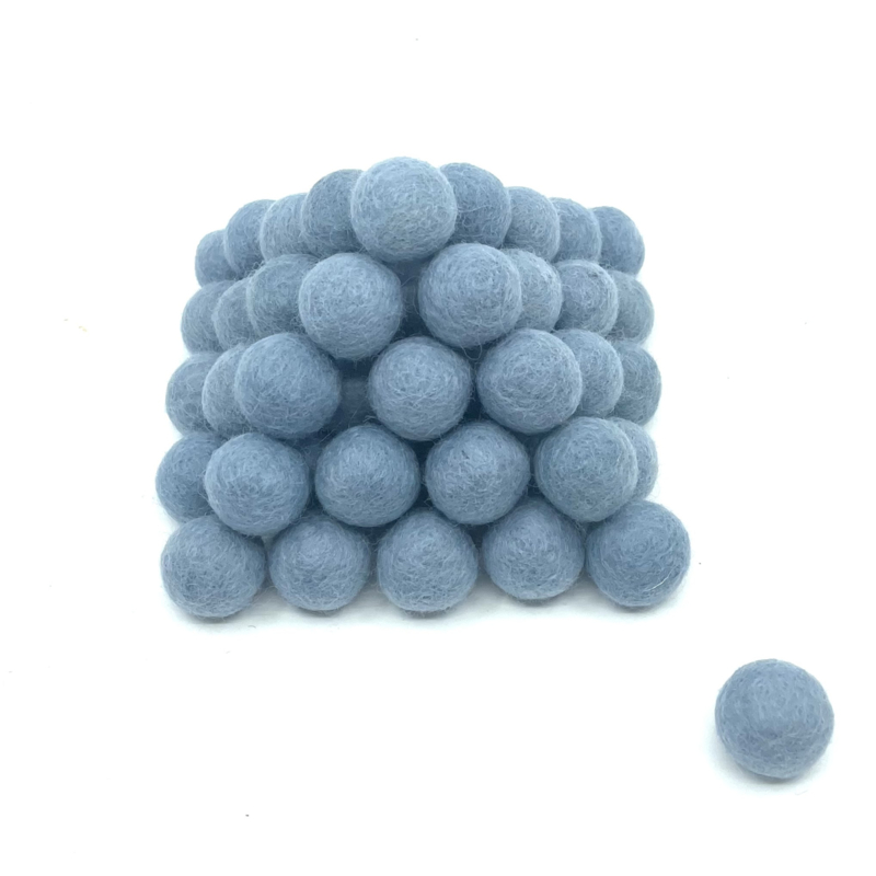 Viltballetjes - Blauw licht - 2,2cm (per 10 stuks)