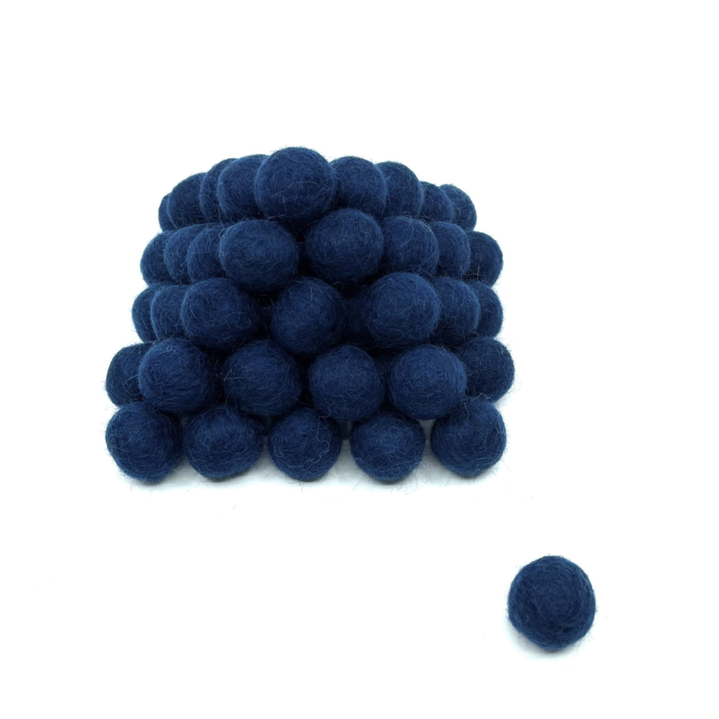 Viltballetjes 2 cm Nachtblauw (per 10 stuks)