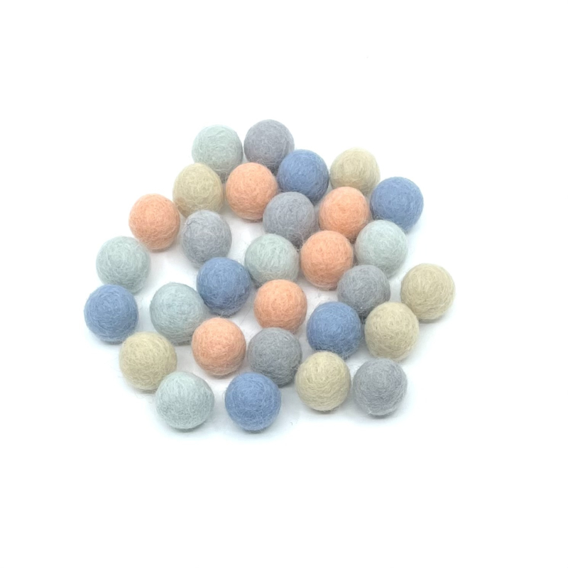 Viltballetjes - Pastel mix 2 - 2,2cm - 30 stuks
